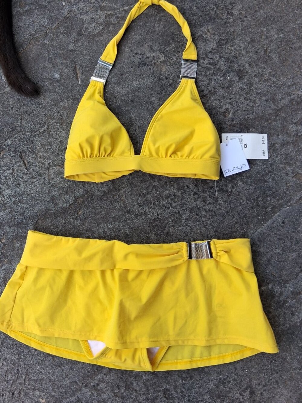 Y2K  New La Playa Yellow skirted Bikini Set XS Extra Small BRAZIL